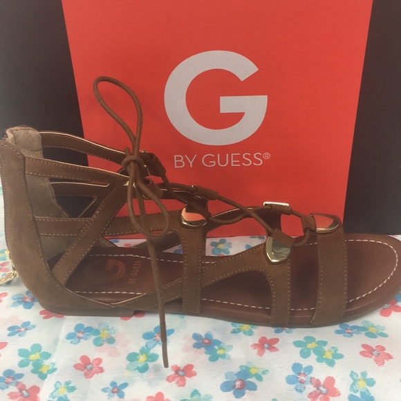 G by GUESS Brown Lace Up Lewy Gladiator Sandal - Picture 2 of 8